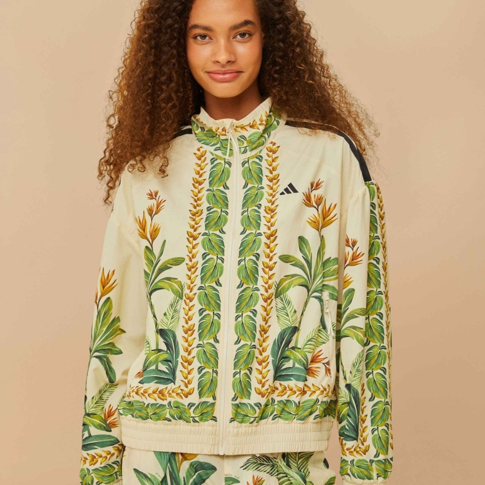 Adidas Women's Tropical Bomber Jacket - Cream and Green